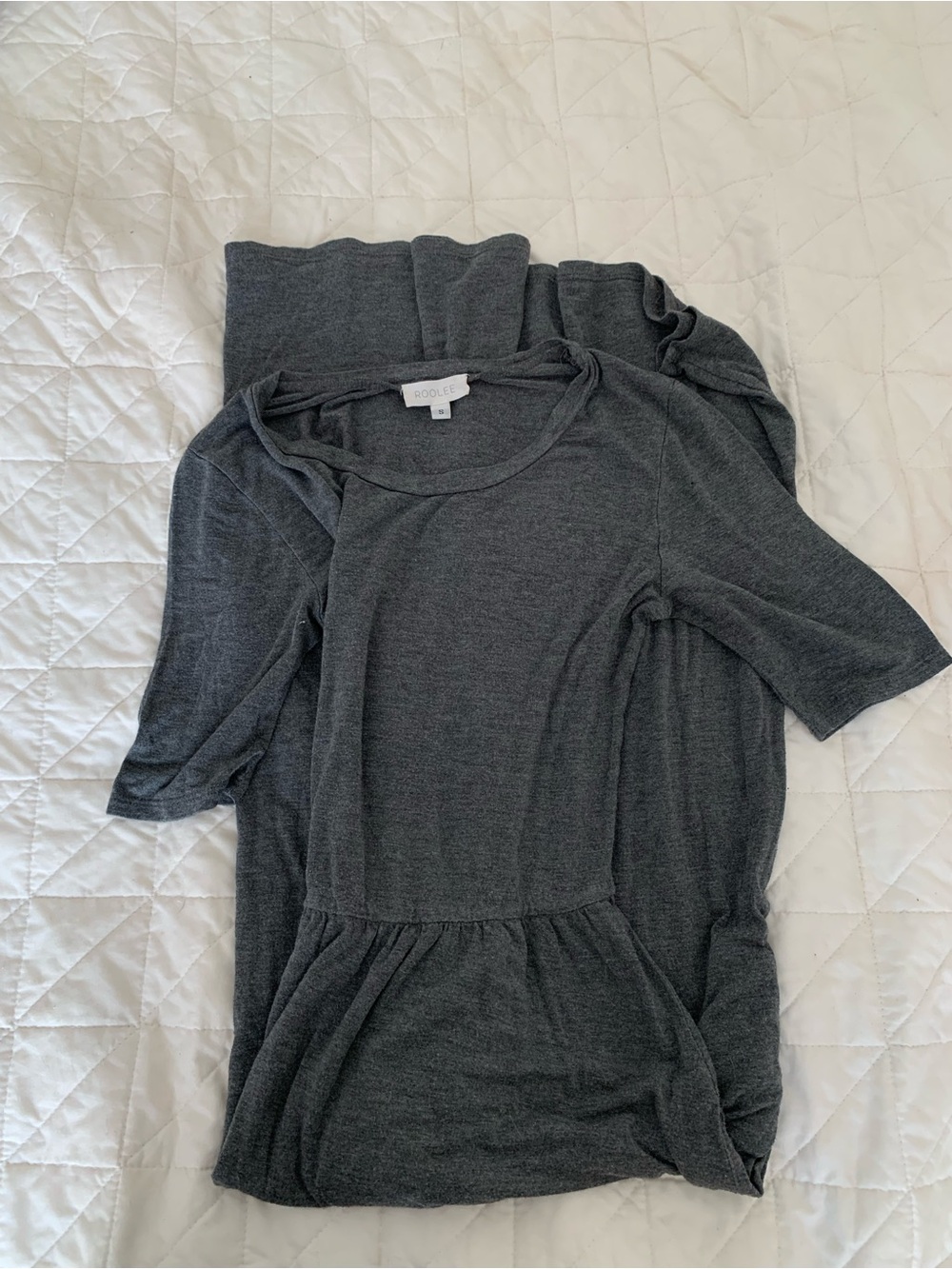 Roolee Charcoal Gray Short Sleeve Peplum Maxi Dress